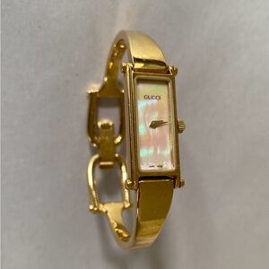 Gucci Gold Tone Bracelet Watch with Mother-of-Pearl Dial